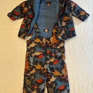 The Children's Place Dinosaur Print Jacket and Snow Pants Set - Blue and Orange